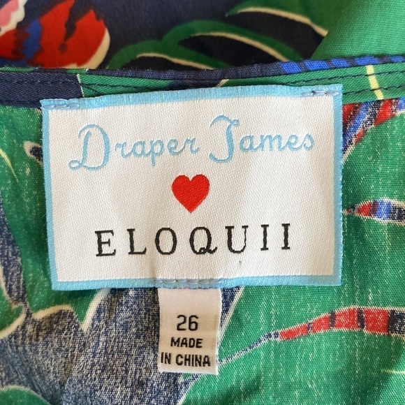Draper James x Eloquii parrot print shoulder tie sleeveless top NWT - Picture 6 of 9